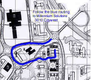 Millennium: next to a stream, bounded by a road